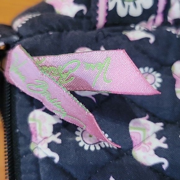 Vera Bradley black and pink elephant print purse. This is a medium-sized purse. - Picture 2 of 10